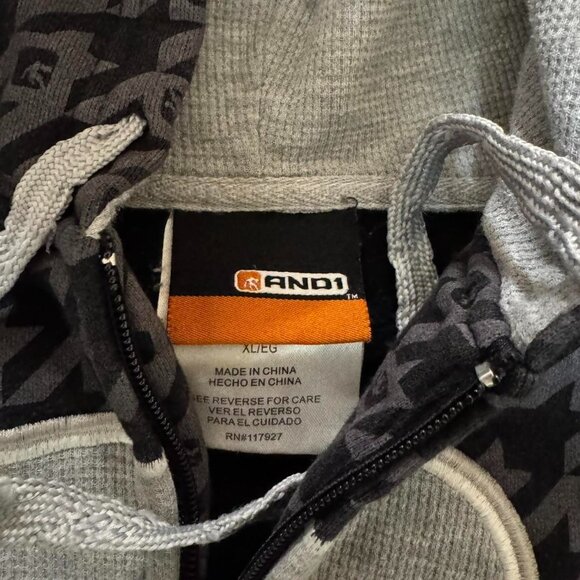 AND1 Y2K 2000s Full Zip All Over Print Basketball Hoodie - Picture 4 of 6